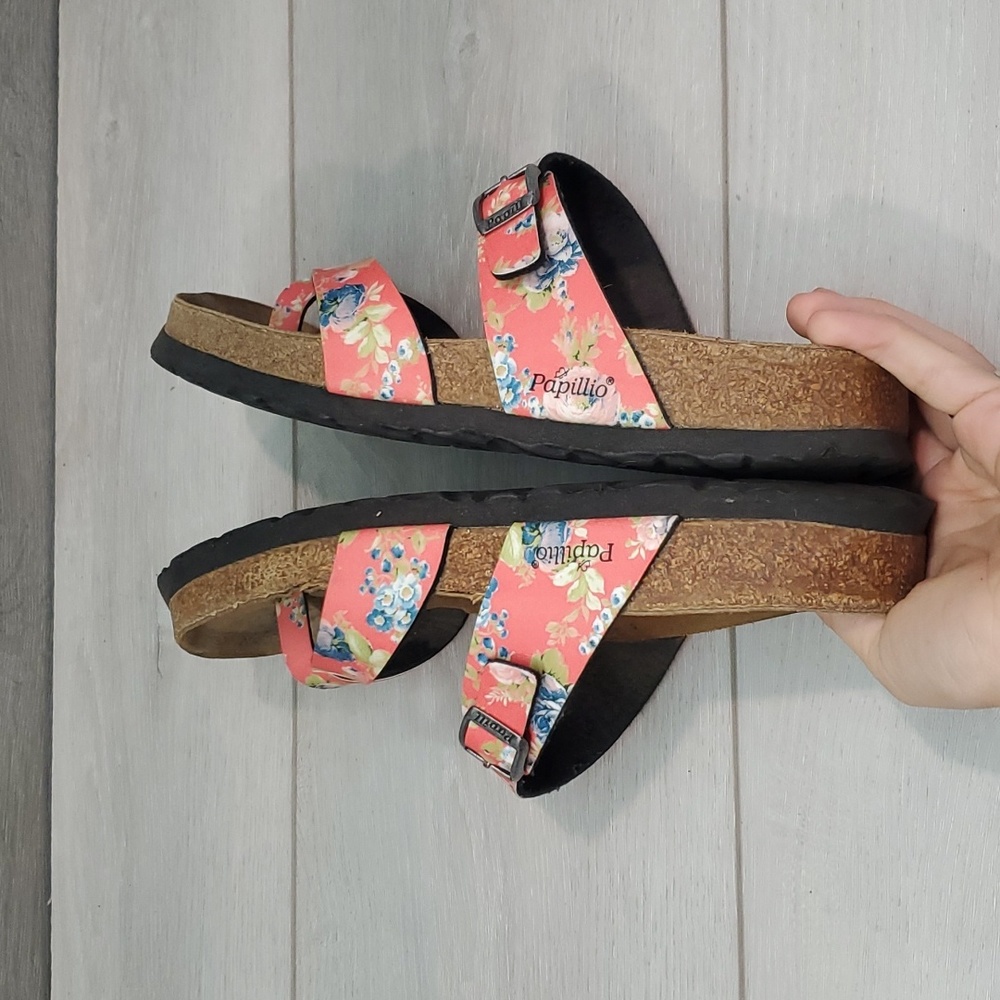 Sold Birkenstock Papillio Loop Toe Floral Leather Sandals Flats shoes sz 39/8 - Picture 10 of 11